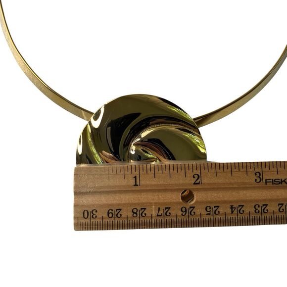 Vintage 80's Torque Choker Necklace Statement Gold Swirl Y2K Glam - Picture 8 of 8